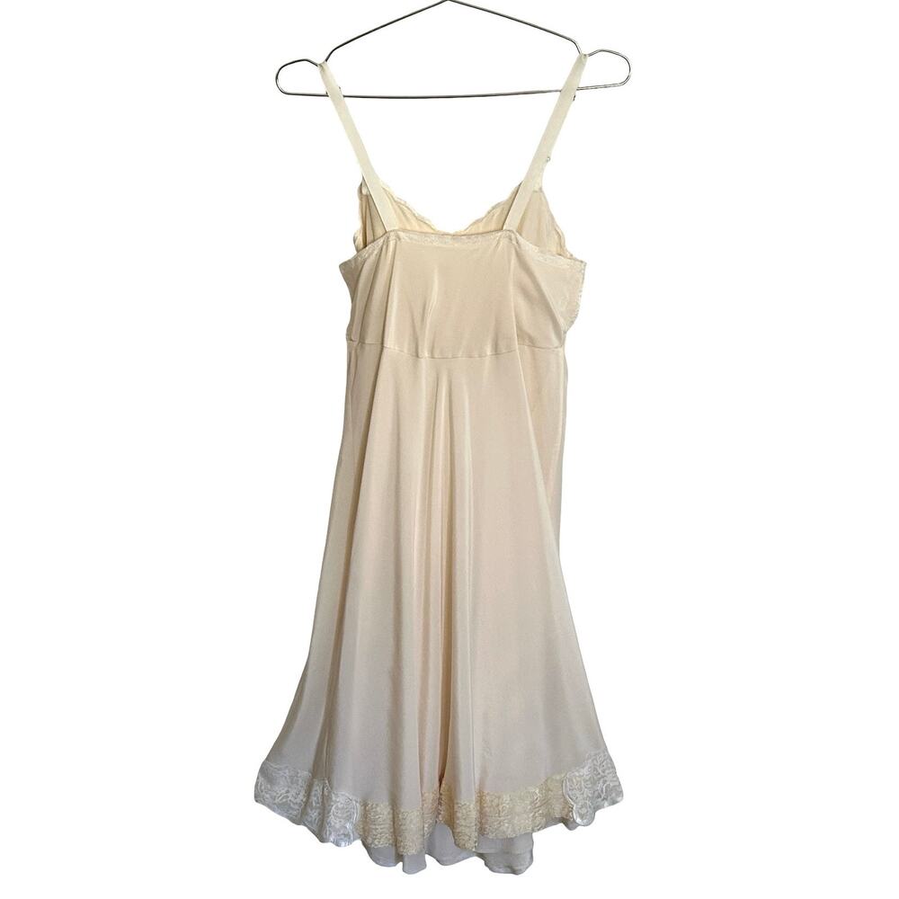 Vintage 1950s Silk Slip Dress Double Layer, Lace Hem - Picture 3 of 11
